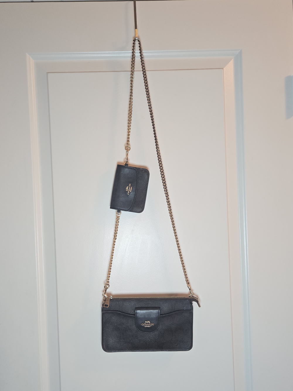 Vintage Coach Dark Brown Leather Crossbody Bag with Card Case